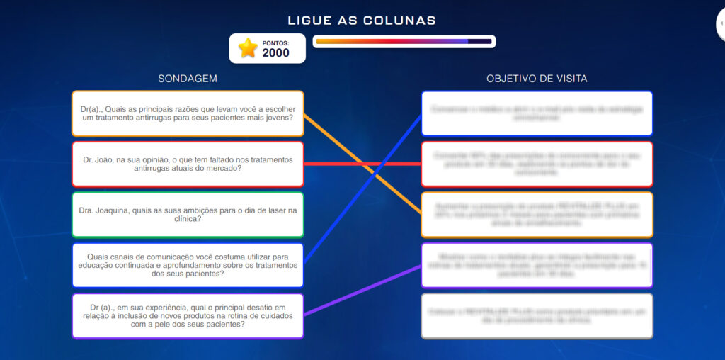 Quiz utilizado como parte de treinamento em atendimento ao cliente mostra opção de jogos para treinamentos corporativos através da gamificação.